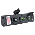 thumbnail image 1 of Multifunctional 12-24V Car/Marine USB Charging Panel with 3-Hole Switch, Dual Green USB Ports (3.1A), Green Voltmeter & Power Socket, Black PC Material, -40-80℃ Operating Temp, 5V Output, 144x50x50mm, 1 of 6
