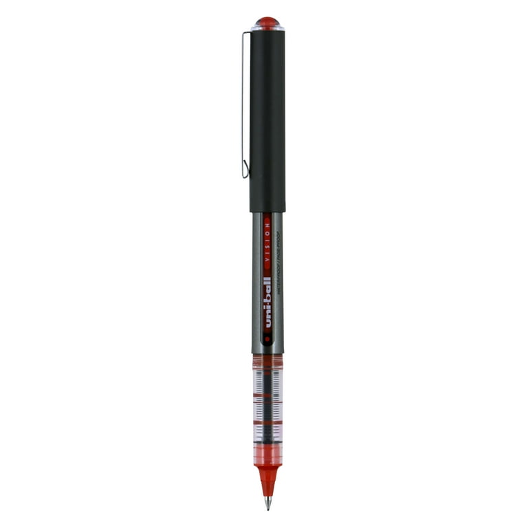 Uniball Vision Rollerball Pens, Micro Point (0.5mm), Red Ink, 12 Count 