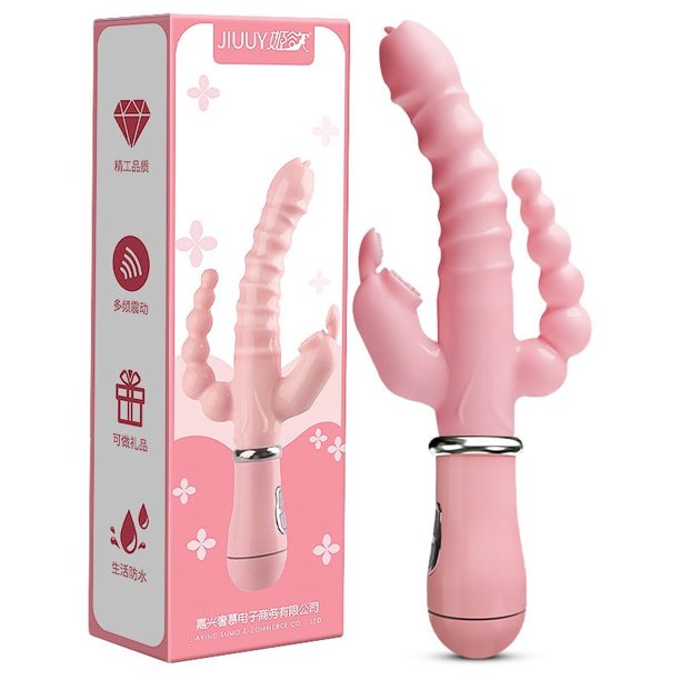 Masajeador vibratorio de conejo encantador y de carga para mujeres que disfrutan en el patio, masturbación con tridente (versión de carga)