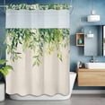 thumbnail image 6 of Eucalyptus Leaf No Hooks Shower Curtain with Snap-in Liner Country Watercolor Sage Green Leaves Vintage Linen Texture Shower Curtains for Bathroom, Waterproof, Easy Install, Washable 72"x96", 6 of 9