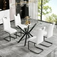 thumbnail image 4 of Dining Table Modern Tempered Glass Dinner Table, Rectangle Kitchen Table with Sturdy Metal Legs, Contemporary Minimalist Design, Ideal for Dining Room, Kitchen, or Small Spaces (Black, 47.24"), 4 of 13