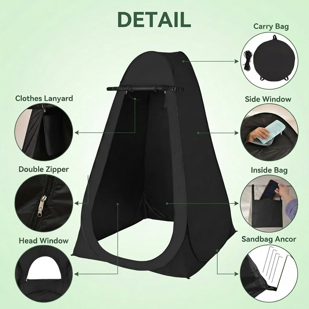 Privacy Shower Tent,Pop Up Changing Tent,Camp Bathroom Changing Dressing Room,Sun Sunshade Canopy Outdoor Rain Shelter for Camping Hiking Beach Picnic Fishing.