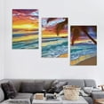 thumbnail image 4 of Nawypu Beach Canvas Wall Art Seascape Theme Pictures Home Decor Blue Ocean White Wave Palm Tree Prints Paintings for Living Room Bathroom Bedroom Kitchen Office Decoration 12''x16''X3 Panels, 4 of 4