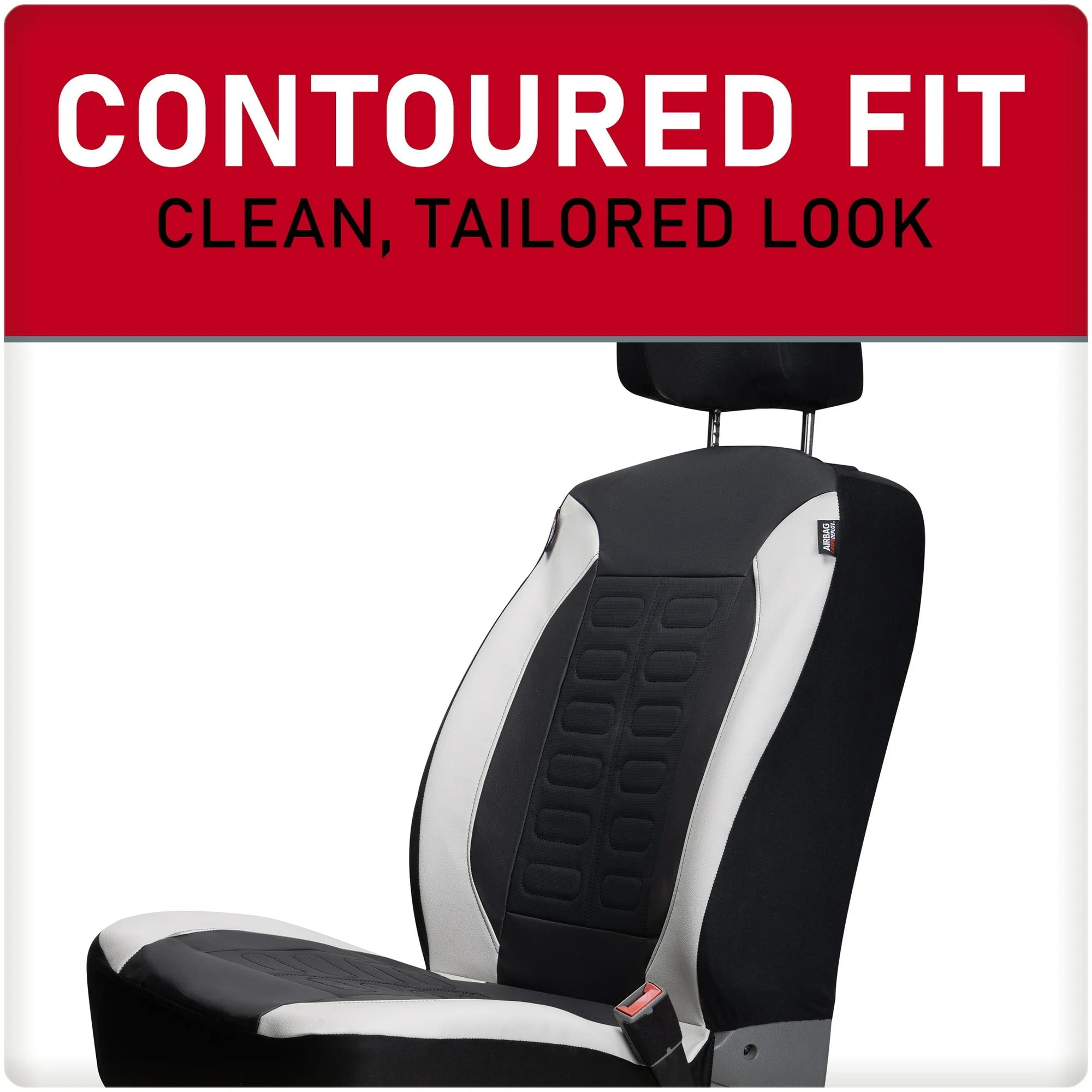 Genuine Dickies Black/Gray Vegan Leather Front Seat Covers for Lincoln Trucks, 2-Piece