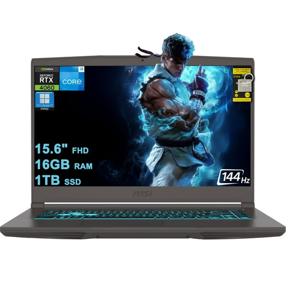 MSI Thin 15 Gaming Laptop 15.6" FHD IPS 144Hz Intel 8-core i5-13420H (Beats i7-12650H) 16GB RAM 1TB SSD GeForce RTX 4060 USB-C Backlit Win11Pro w/ICP Hub