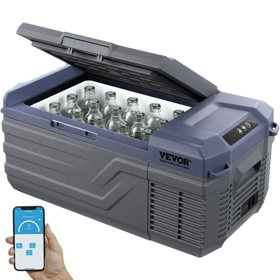 VEVOR Car Refrigerator, 12 Volt Car Refrigerator Fridge, 15 L Single Zone Portable Freezer, -4℉-68℉ Adjustable Range, 12/24V DC and 100-240V AC Compressor Cooler