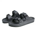 thumbnail image 1 of Outdoor indoor Comfort Slides Double Buckle Adjustable Flat Sandals (Gray, 41), 1 of 4