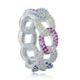 thumbnail image 2 of Daily Delight TheJewelryHut Designer Sterling Silver Multi-Colour CZ Essential Cuban Link Ring, 2 of 2