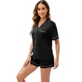 thumbnail image 3 of GEX Womens Bamboo Viscose Pajamas Set Cooling Super Soft 2 Piece PJ Set Button-Down Short Sleeve Sleepwear S-XXL (Black), 3 of 7