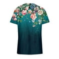 thumbnail image 5 of CNKOO Hauts pour Femmes Mode Décontractée Imprimé Col en V Manches Courtes T-shirt Imprimé Bleu L, 5 of 5