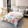 thumbnail image 3 of Kawaii Mermaid 100% Cotton Duvet Cover ,Cute Cartoon Sea Fish Scale Comforter Cover,Flowers Leaves Bedding Set,Natural Wild Fungus Quilt Cover 3pcs Full Lightweight, 3 of 6