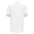 thumbnail image 5 of UJNDER Women's Short Puff Sleeve Tops V Neck Collared Button Down Shirt Dressy Casual Blouses for Women Elegant White S, 5 of 5