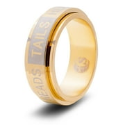 CritSuccess Heads or Tails Dice Ring with a Coin Flip Die Spinner (Size 10 - Stainless Steel - Gold)