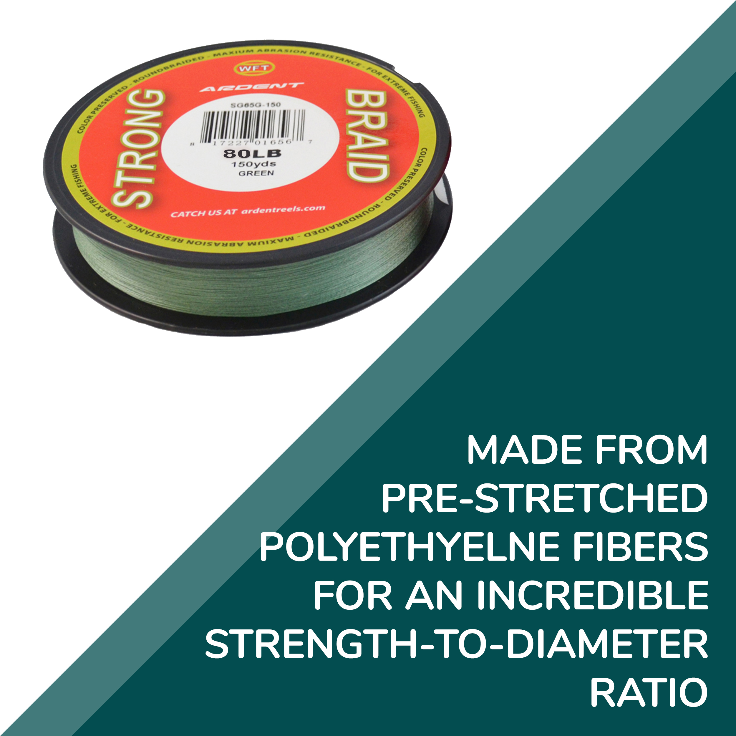 Ardent Strong Braid Fishing Line - Green 80-150 Yard