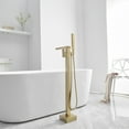 thumbnail image 6 of Single-Handle Floor Mount Freestanding Bathtub Faucet Waterfall Tub Filler with Handheld Shower in Brushed Gold, 6 of 11