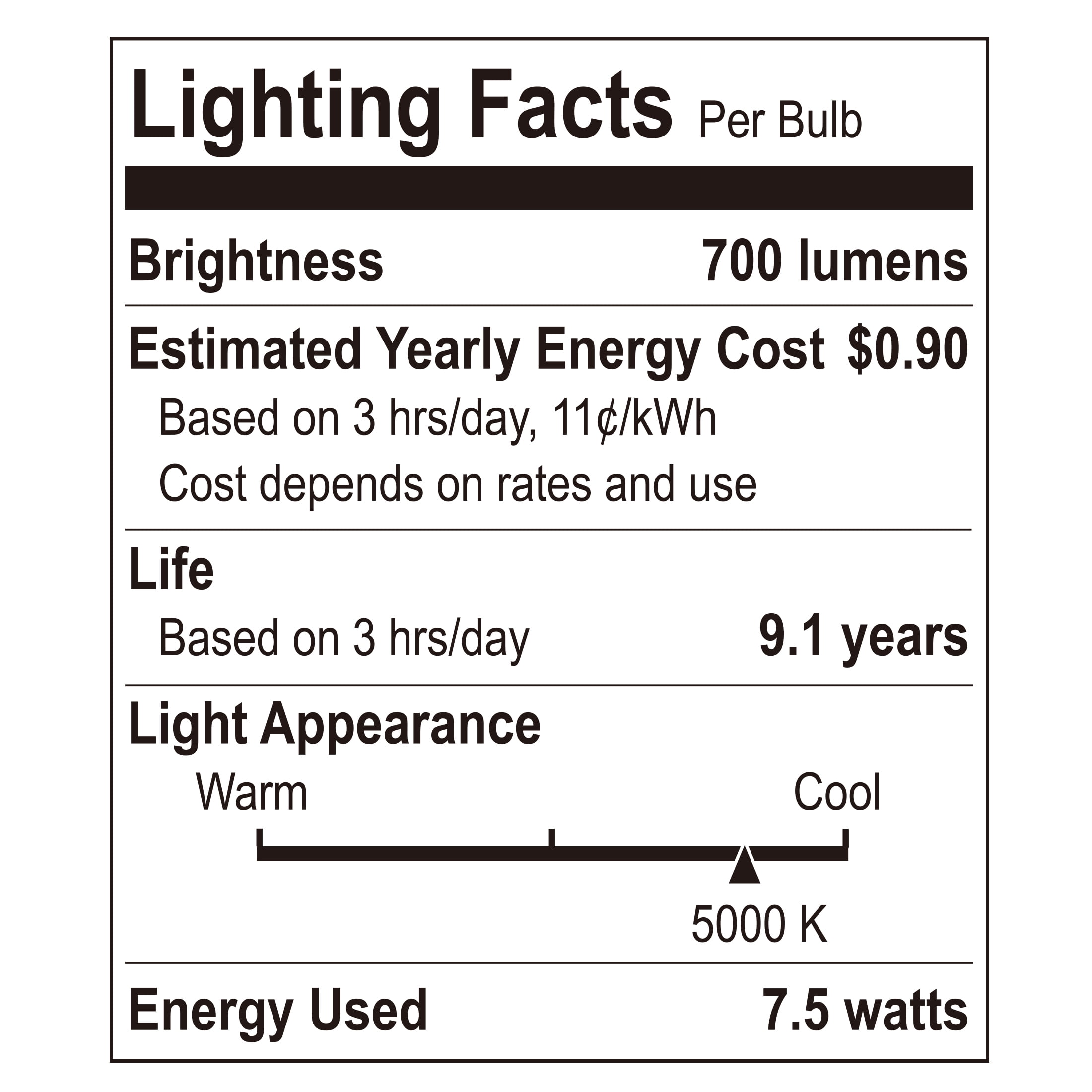 Great Value LED Floodlight Bulb, 8W(65W Equivalent) Daylight BR30 with E26 Base, Dimmable, 4PK