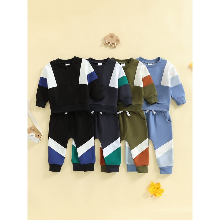 Loicainy Toddler Boy Patchwork Sweatshirt & Joggers Set photo 5