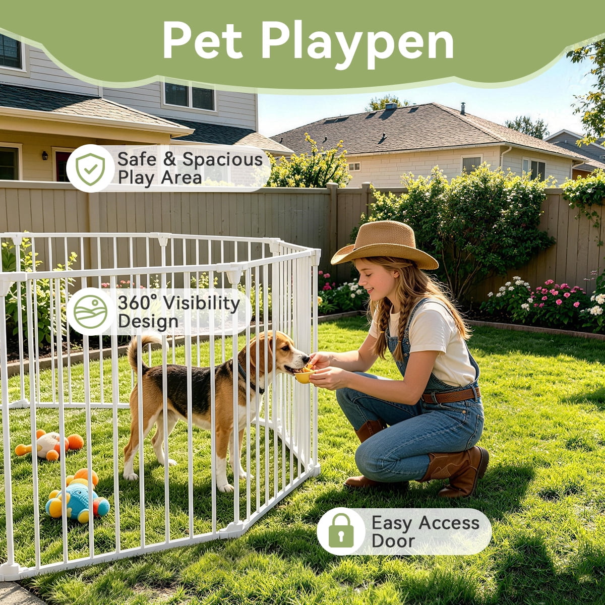Pet Gates, DOMIPET Dog Playpen 5Panel 128" Extra Wide 30" Tall Fireplace Fence Playard, White