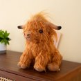 thumbnail image 2 of Vaca de las Tierras Altas de Escocia de peluche, juguete de peluche suave realista para fanáticos, niños, niñas, amigos de niños (marrón), 2 of 4