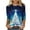 Dark Blue, variant on Womens Plus Size T Shirts Christmas Tree Print Shirts Loose Top Crewneck 3/4 Length Sleeve Casual Tee Blouses