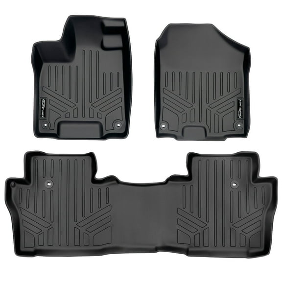 SMARTLINER Custom Fit Floor Mats 2 Row Liner Set Black Compatible With 2016-2022 Honda Pilot