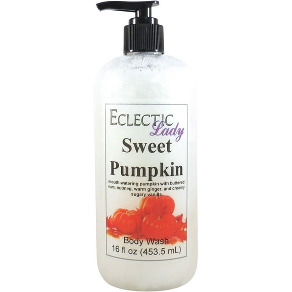 Sweet Pumpkin Body Wash by Eclectic Lady, Liquid Shower Gel for Women and Men, 16 Ounces