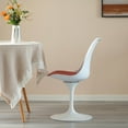thumbnail image 3 of Mid-Century Modern White Tulip Side Chair with Red Cushioned Seat - Stylish and Comfortable Polypropylene Swivel Accent Chair for Home Office, Living Room or Kitchen Bar, 3 of 7