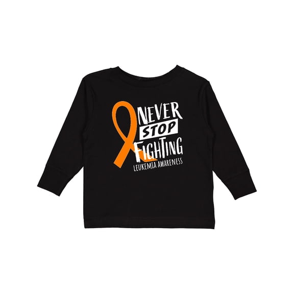 Inktastic Never Stop Fighting Leukemia Awareness Orange Ribbon Boys or Girls Long Sleeve Toddler T-Shirt