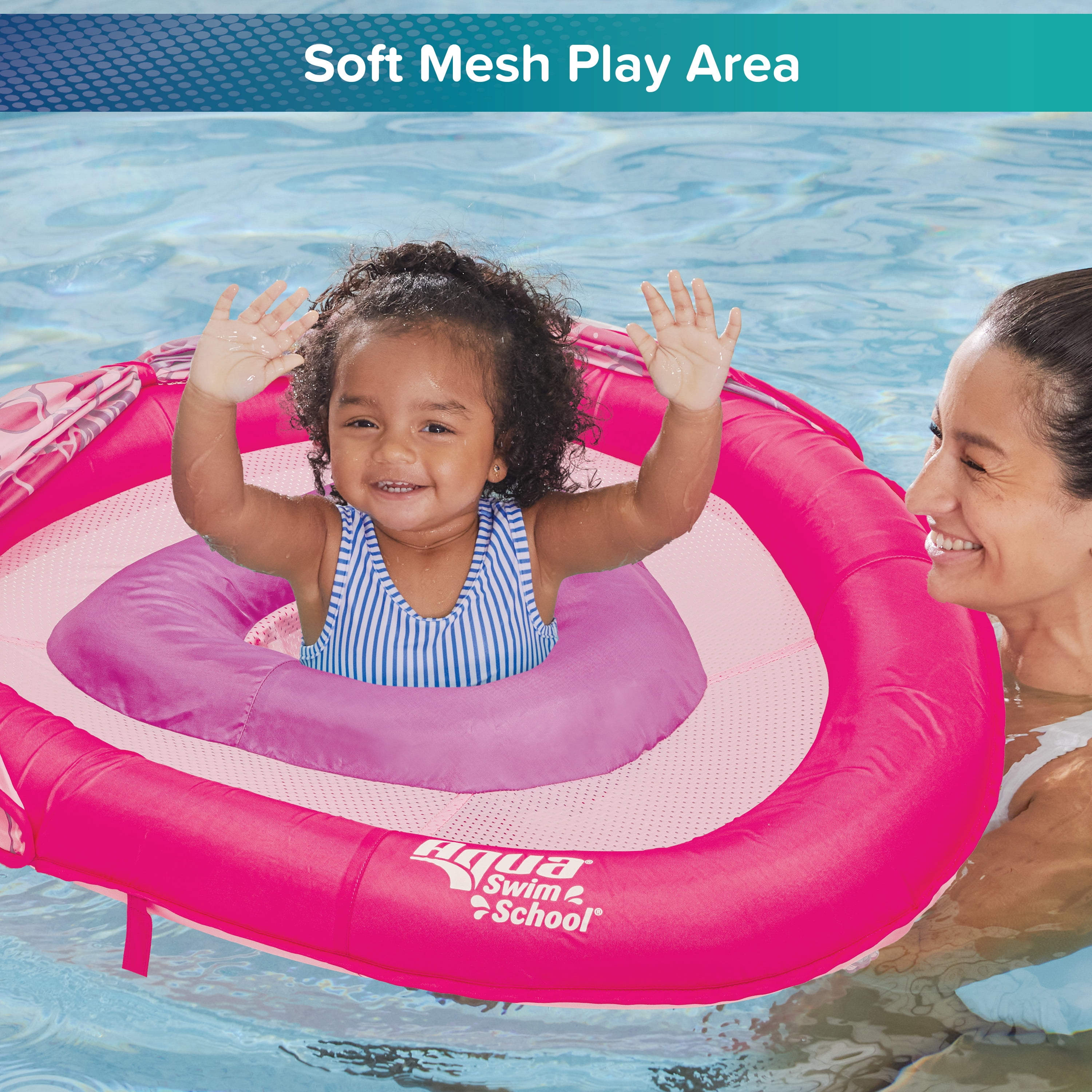 (2 pack) Aqua SwimSchool Grow-with-Me BabyBoat Pool Float for Infants 6-24 Months, Pink Turtle