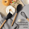 thumbnail image 6 of Carote 10 Pcs Silicone Cooking Utensils Set for Kitchen with Wooden Handle, Black, 6 of 7