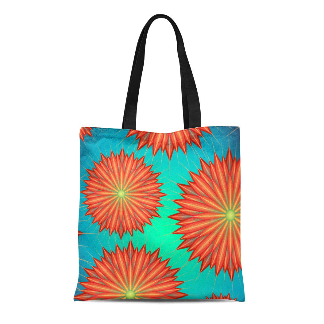 KDAGR Canvas Tote Bag Colorful Orange Abstract Floral Reusable Handbag ...