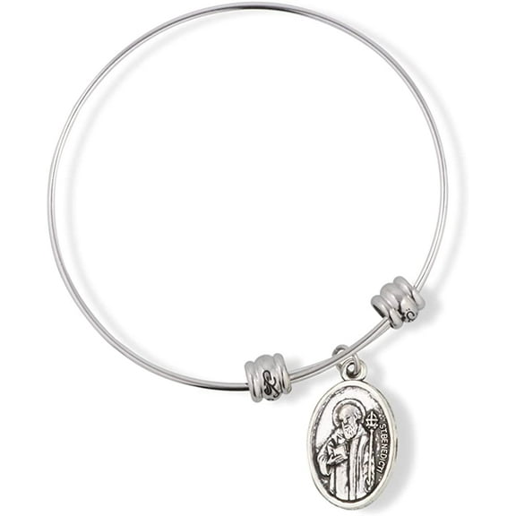 EPJ Catholic Gifts Saint St Benedict Medal San Benito Religious Jewelry Bracelet Bangle for Women Bracelet Bangle Charm Gifts Catholic Bracelet Bangle for Women Men Boys and Girls