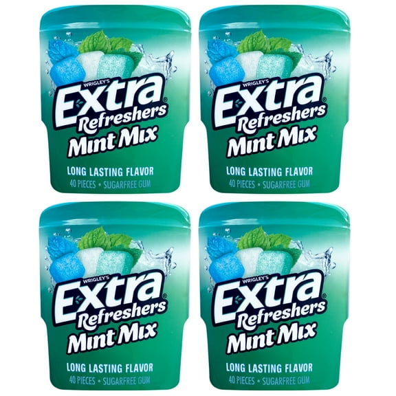 EXTRA Refreshers Mint Mix Gum, 40-Piece Bottles, 4 Pack