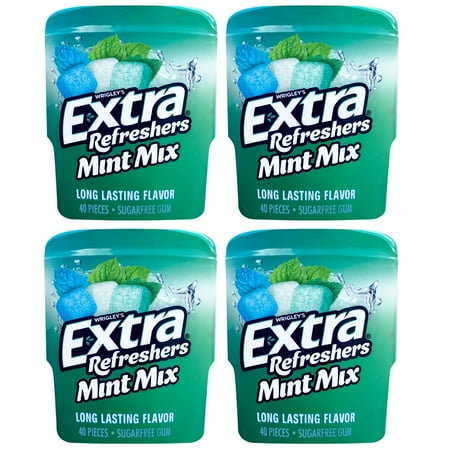 EXTRA Refreshers Mint Mix Gum, 40-Piece Bottles, 4 Pack