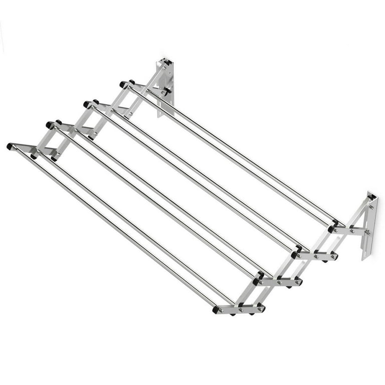 Costway Stainless Wall Mounted Expandable Clothes Drying Towel Rack Laundry  Hanger Room 