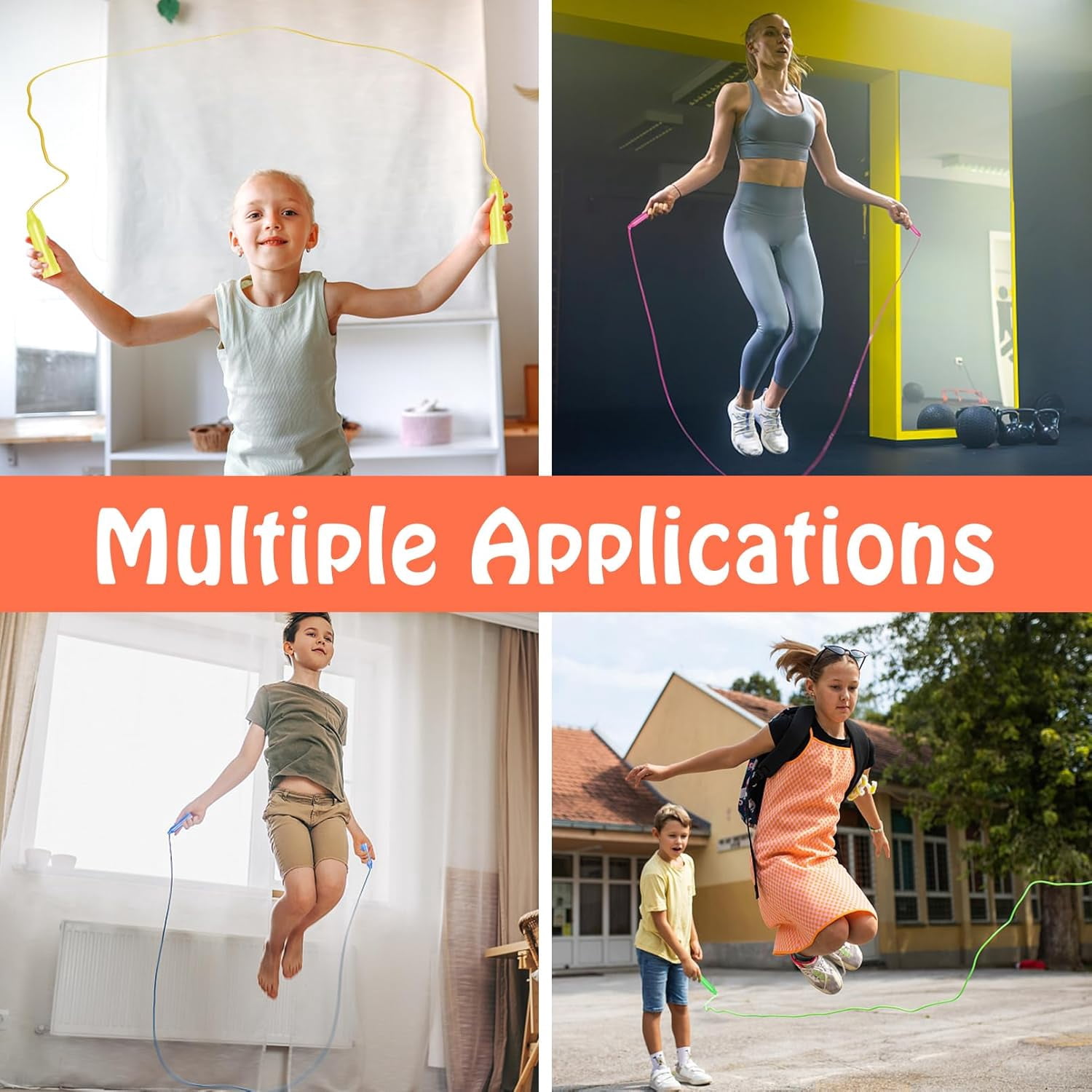50 Pcs Kids Jump Rope Set, Colorful Skipping Ropes, 7.3 ft Plastic Jump Ropes, Adjustable Skipping Rope, Jump Ropes for Kids Party Favors, Outdoor Fun Exercise Fitness Activity