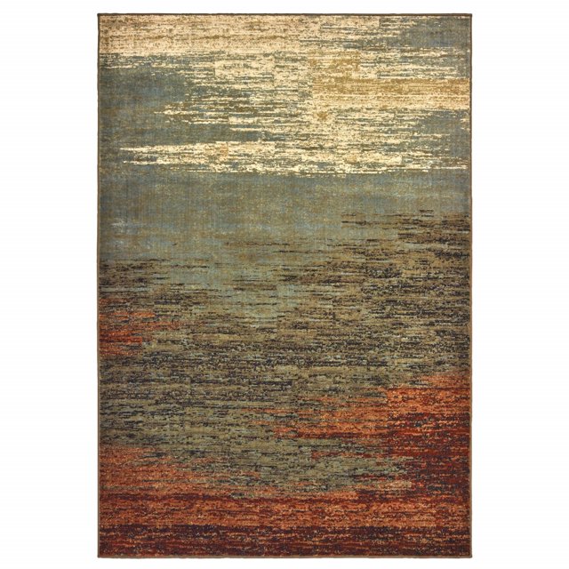 homeroots home decor 389510 5’x7’ Blue and Brown Distressed Area Rug