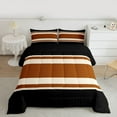 thumbnail image 2 of jejeloiu Vintage Stripes Pattern Queen Comforter Set,Abstract Geometric Bedding Sets,Brown Black Bedding Comforter Set For Kids,Breathable Home Decor Reversible,3pcs, 2 of 8