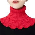 thumbnail image 1 of Women's Ribbed Knit Turtleneck False Collar Ruffle Neck Scarf Extender, Detachable Winter Warm Dickey Sweater Bib Front, Polyester Fiber, 10.2" x 5.9" One Size, 1 of 8