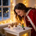 thumbnail image 6 of Gardjoe 5 Piece Christmas Resin Figurine Gift Box Set with Santa Snowman Bear Reindeer and Tree for Holiday Tabletop Shelf and Tree Display, 6 of 6