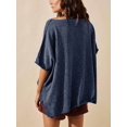 thumbnail image 6 of Women Crew‑Neck Oversized Short‑Sleeve T‑Shirt, Loose Drop‑Shoulder Side‑Slit Hem Casual Summer Tunic Blouse Tops, 6 of 15