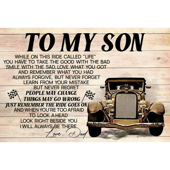 Poster Hot Rod Car Fromad To My Son UNFRAMED Birthday Gift For Son- UNFRAMED Poster Prints, Wall Art For Home Decor Or Office - Great Gift Idea For Friends & Family, 8x12
