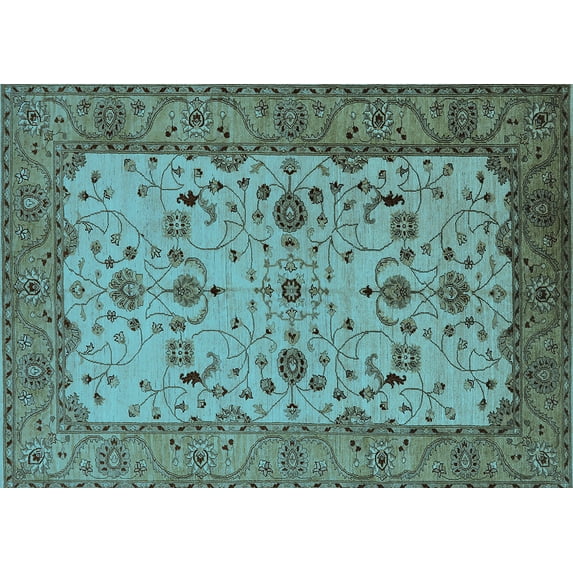 Ahgly Company Indoor Rectangle Oriental Light Blue Traditional Area Rugs, 6' x 9'