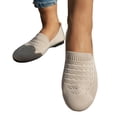 thumbnail image 2 of Mesh Flats for Women Breathable Slip on Sneakers Round Toe Arch Support Sneaker Casual Comfortable Walking Shoes for Work Travel Foldable Washable Beige 36, 2 of 8