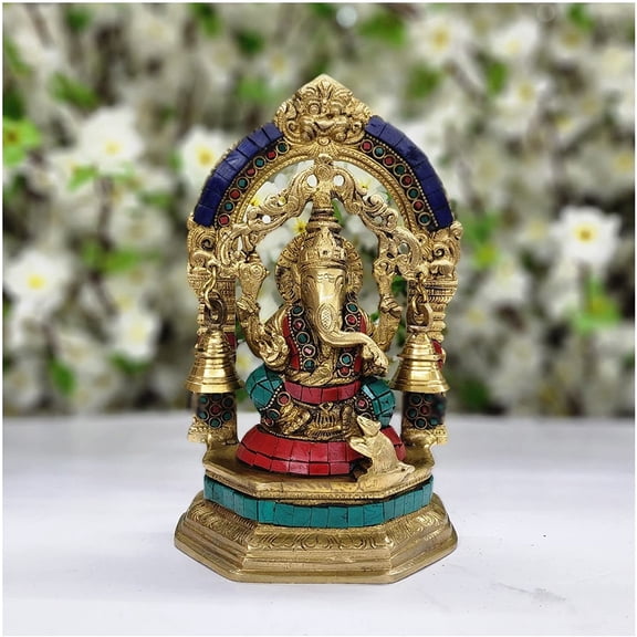 Lord Ganesha Statue Brass Ganesha Idol in Brass Ganesha Sculpture Hindu God Statue Ganesha Figurine Good Luck God for Gift Indian God Idols Gift for New Beginnings Stone Ganpati - AtoZ India Cart
