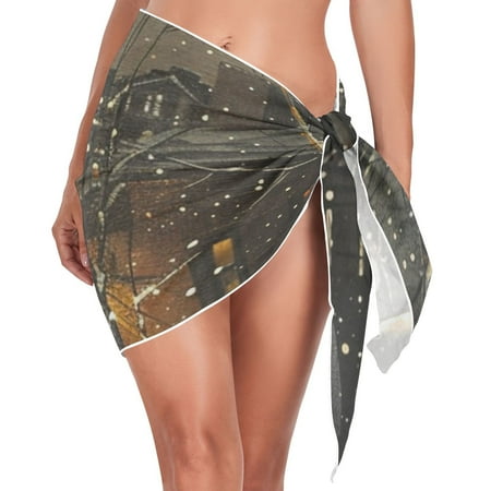 Ckdifva Street Light Trees Beach Cover Up for Women Swimsuit Coverups Bikini Wrap Short Skirt