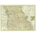 thumbnail image 2 of Rand McNally 14x12 Gold Ornate Wood Framed with Double Matting Museum Art Print Titled - Missouri - Rand McNally 1897, 2 of 4