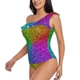 thumbnail image 2 of Gaeub Colorful Glitter Women's One Shoulder Ruffle Tummy Control Swimwear for Swimming Surfing Beach Party - Medium, 2 of 8
