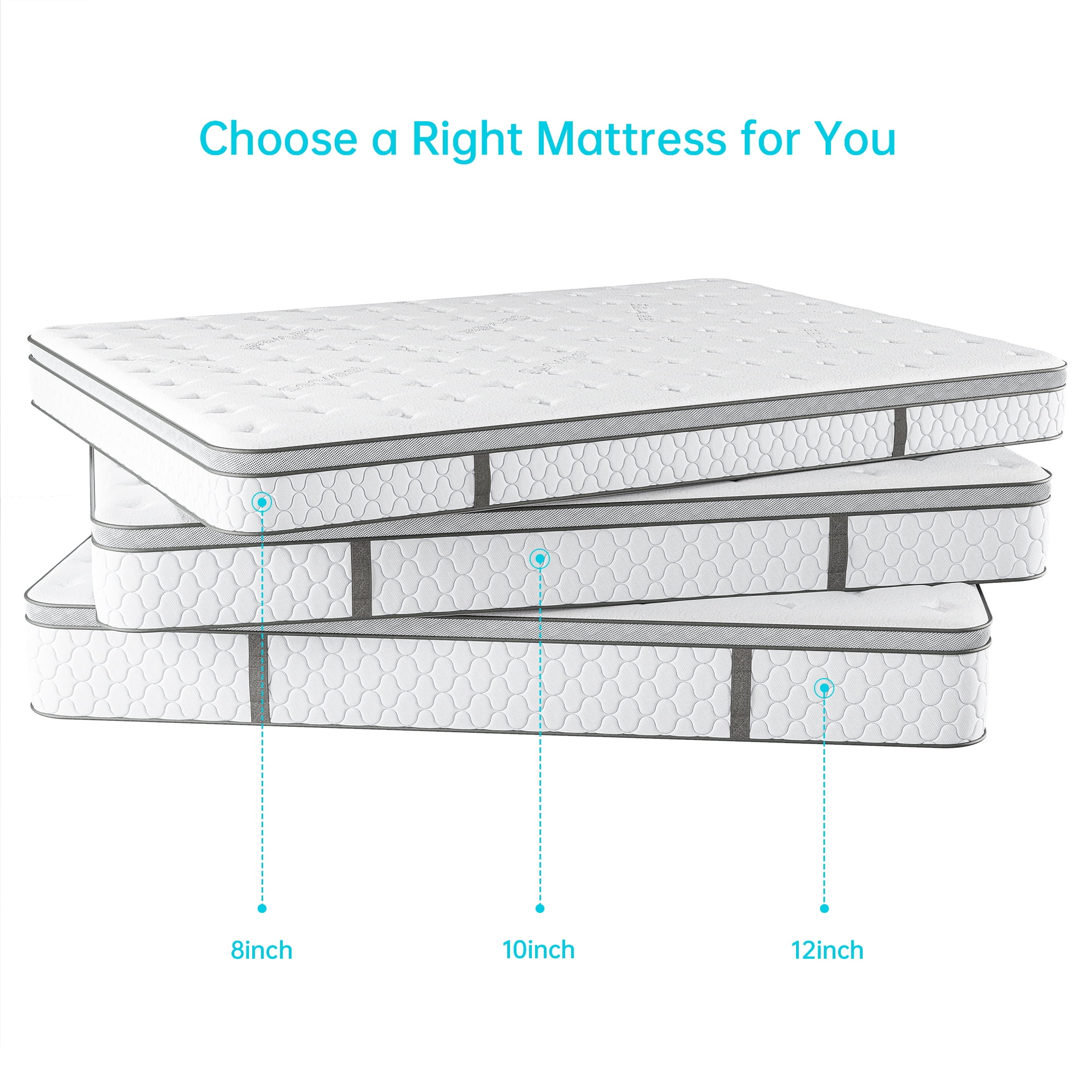Serweet 8" Pocket Coils Full Medium Firm Tight Hybrid Mattress
