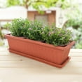thumbnail image 5 of 3 Pcs Window Box Flower Pots with Saucer, 15 Inches Plastic Rectangular Planters,for Windowsill,Patio, Garden, Home Decor, Porch (Brick Red), 5 of 7